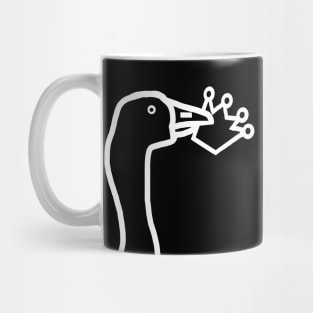 Minimal White Line Goose Stealing a Crown Portrait Mug